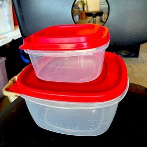 2 tupperware: rubbermaid containers